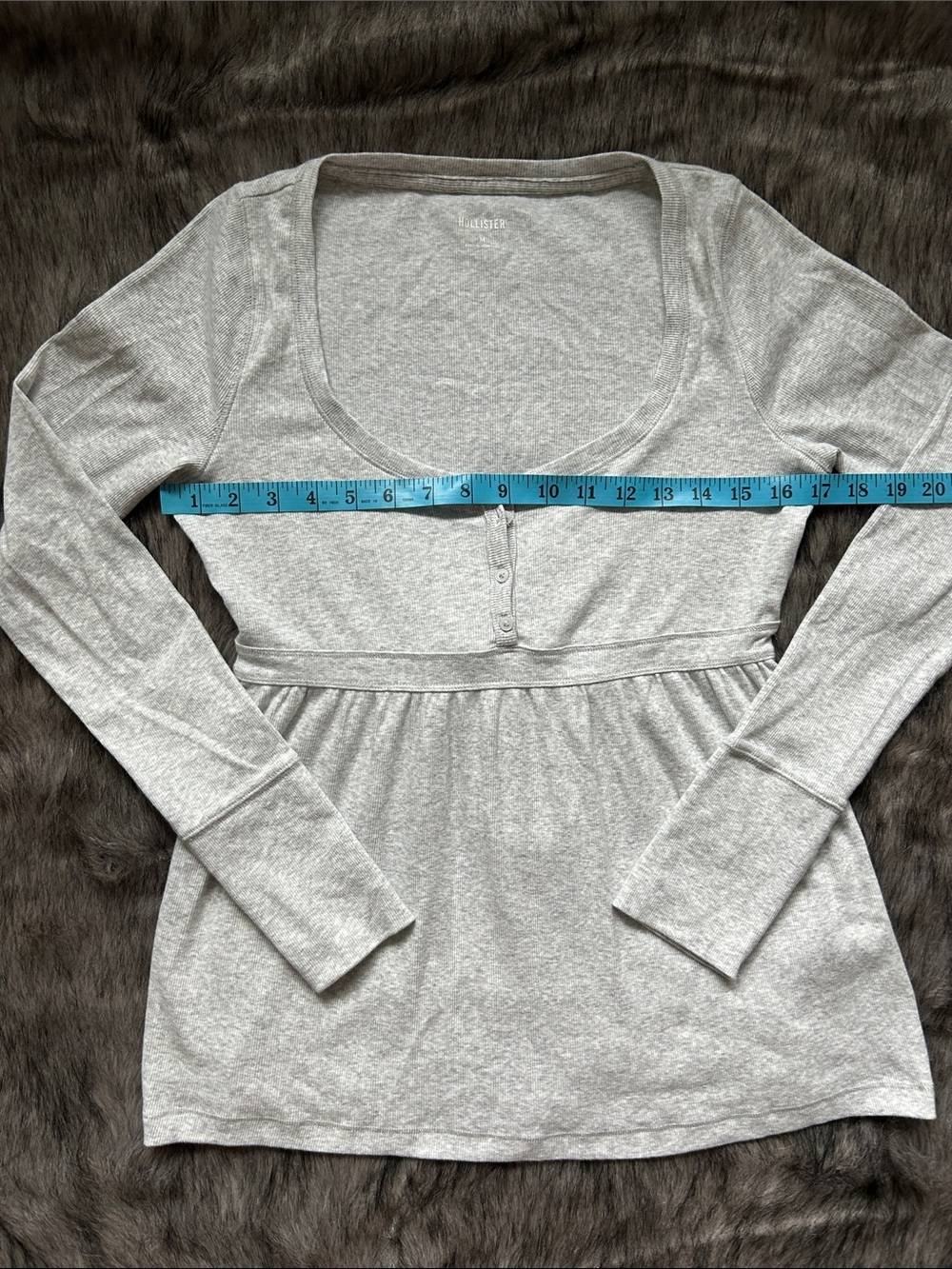 Hollister Y2K Babydoll Top Women’s Gray Long Sleeve Tie Back Bella Swan Medium - Picture 4 of 9